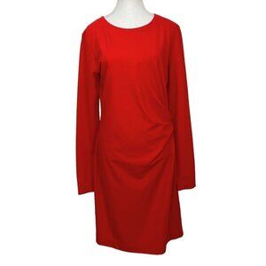 LOVE MOSCHINO RED LONG SLEEVE PLEATED SIDE DRESS - 10